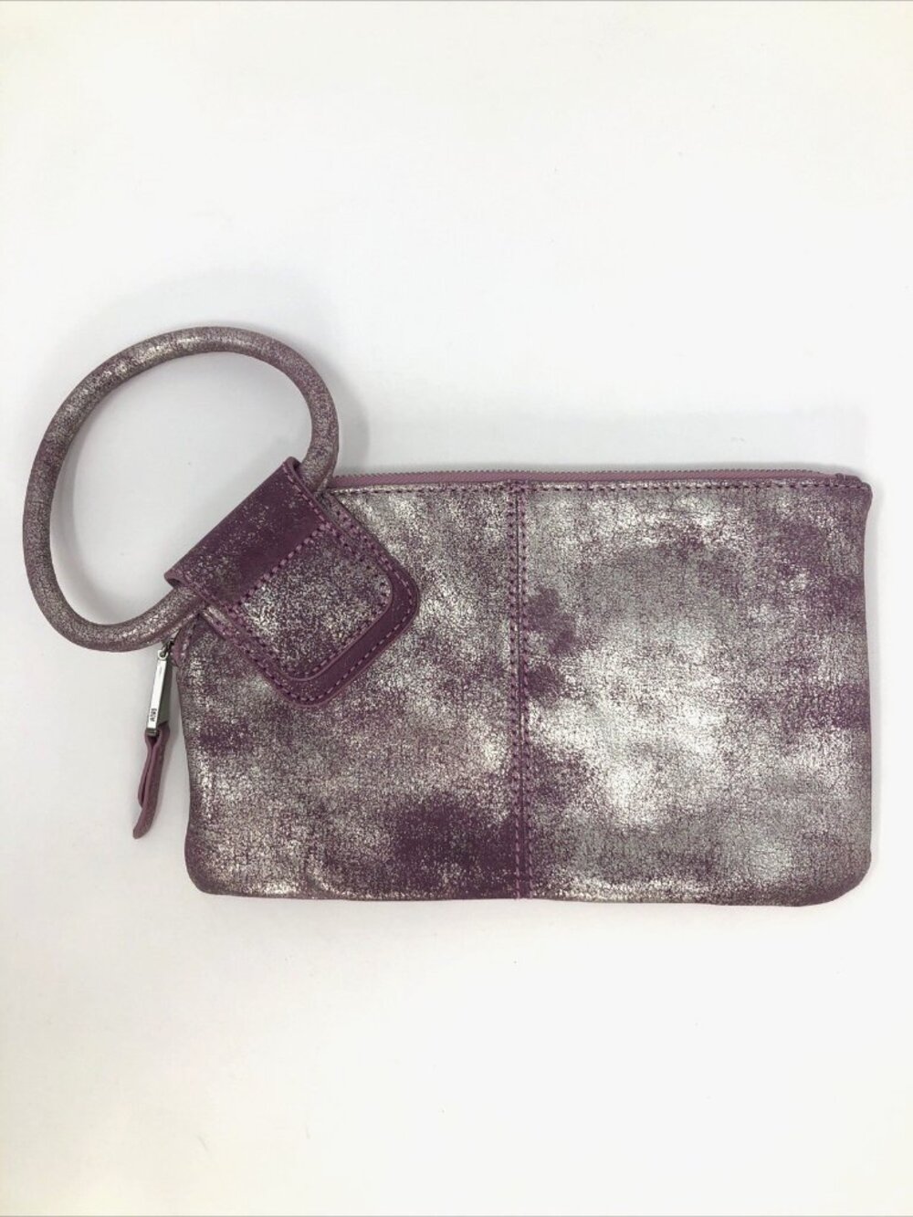 Hobo Bag Womens Sable Wristlet Violet Metallic Leather Clutch Cardholder Pockets